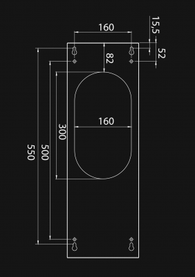 Vägghängd köksfläkt Cylindro OR Eco Black Matt - Svart matt - teknisk ritning 2